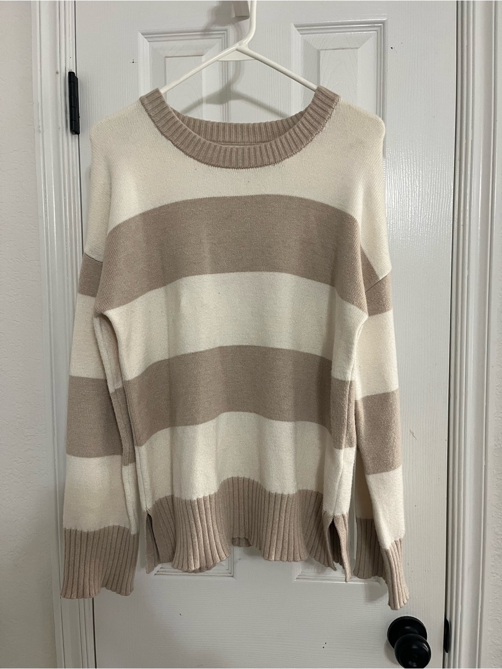 Striped cream and tan Sweater